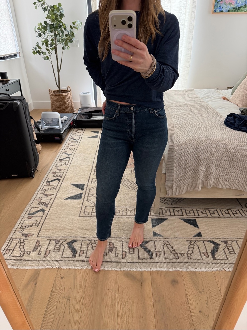 AGOLDE Women’s Dark Blue High-Rise Skinny Jeans